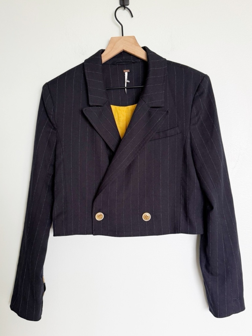 Free People Cropped Pin Stripe Blazer